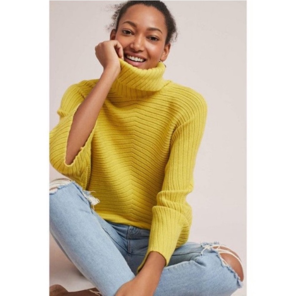 Anthropologie Moth Ribbed Turtleneck Sweater
